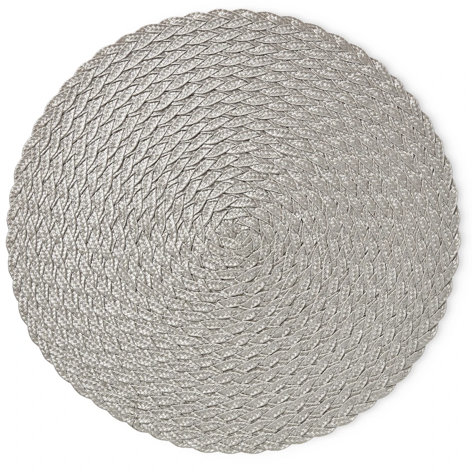 Nova - Tablett i flätad plast, Ø 38 cm - Grå