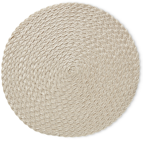 Nova - Tablett i flätad plast, Ø 38 cm - Beige