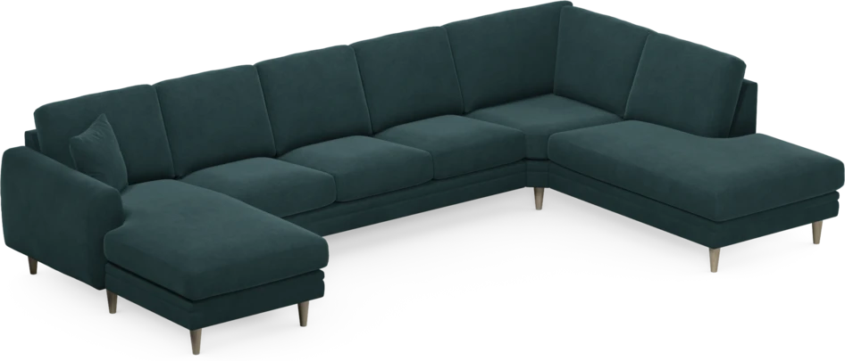 Eden - 3-sits soffa med schäslong vänster och divan höger - Blå