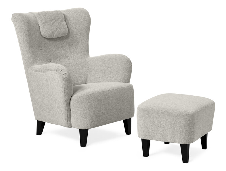 Elin - Fåtölj med fotpall - Beige