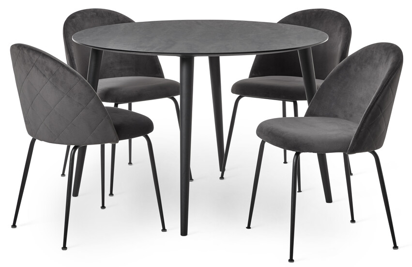 Sharp - Matgrupp med 4 stolar Kiwi - Grå