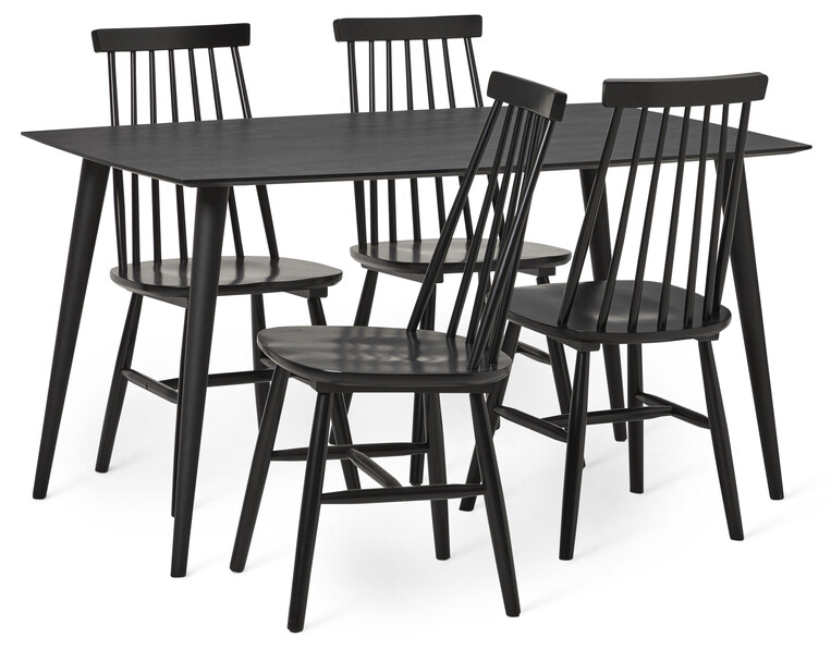 Sharp - Matgrupp med 4 stolar Einar - Svart
