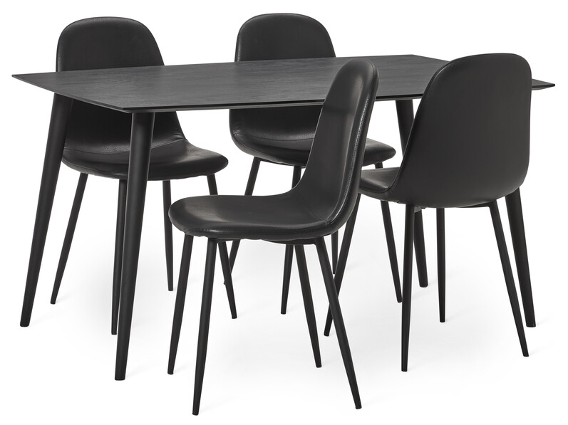 Sharp - Matgrupp med 4 stolar Tracy - Svart