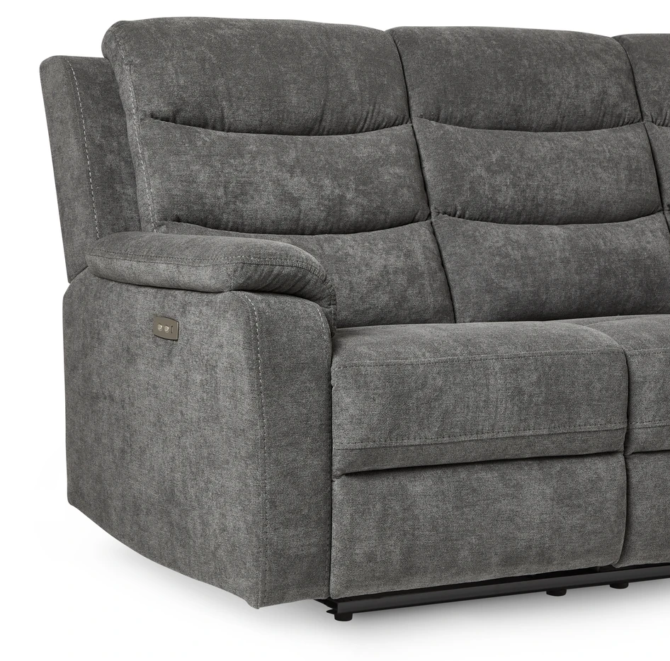 Lazy - 3-sits soffa, el-recliner - Grå