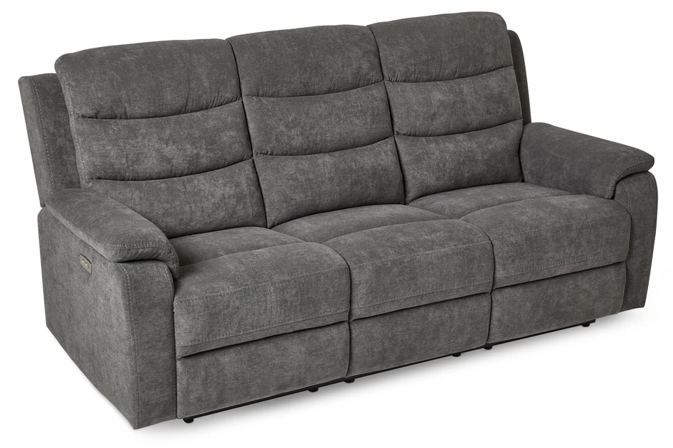 Lazy - 3-sits soffa, el-recliner - Grå