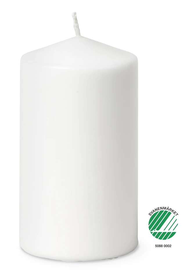 Glänsa - Blockljus, H 12 Ø 6,7 cm, brinntid 27 h - Vit