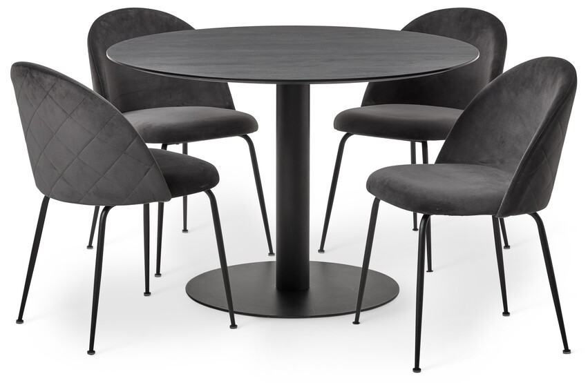 Sharp - Matgrupp med 4 stolar Kiwi - Grå
