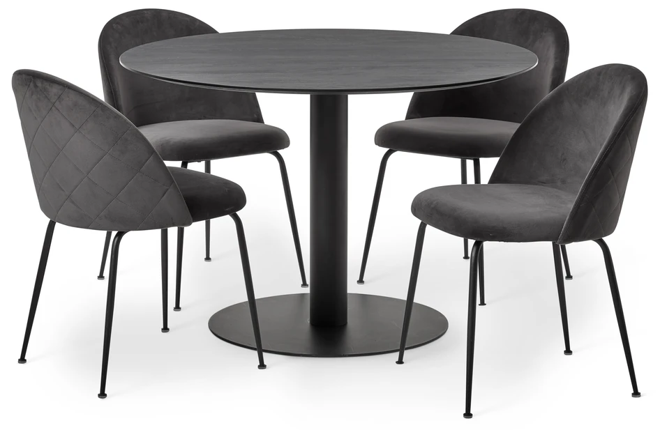 Sharp - Matgrupp med 4 stolar Kiwi - Grå