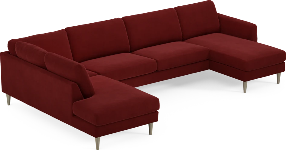 Bridge - 3-sits soffa med divan vänster och schäslong höger - Röd