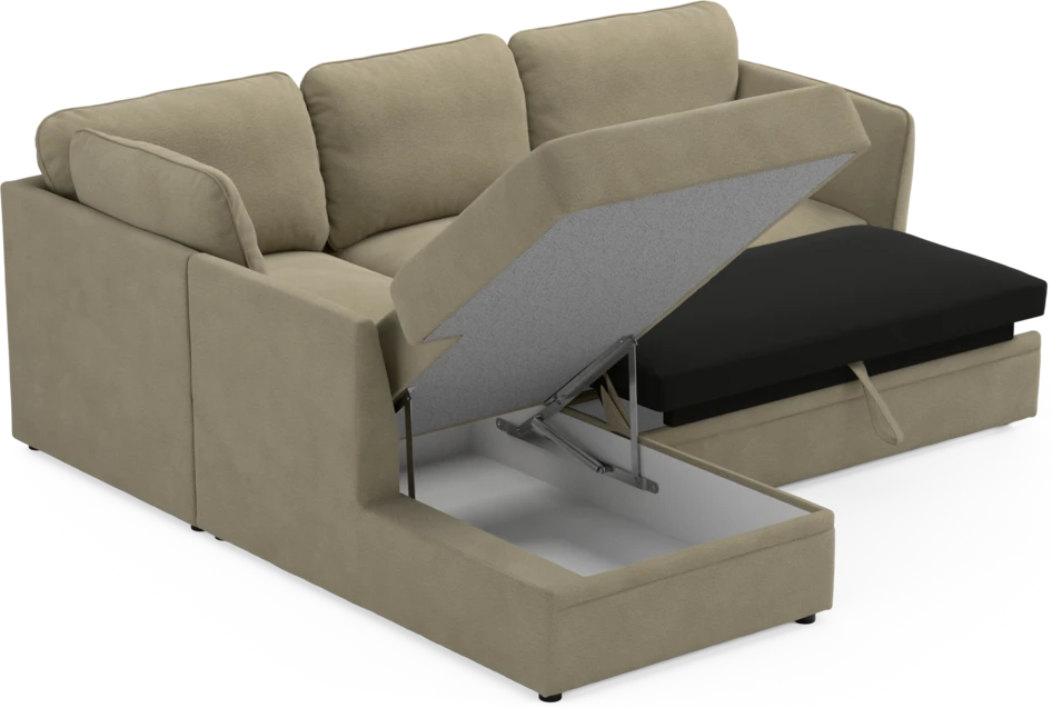 Öland - Bäddsoffa med divan vänster - Beige