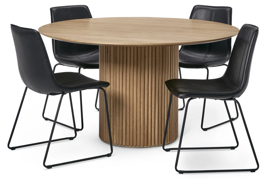 Cord - Matgrupp med 4 stolar Menton - Svart