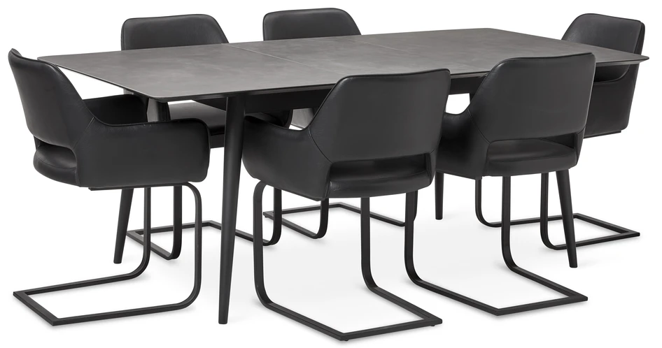 Edge - Matgrupp med 6 karmstolar Gordon - Svart
