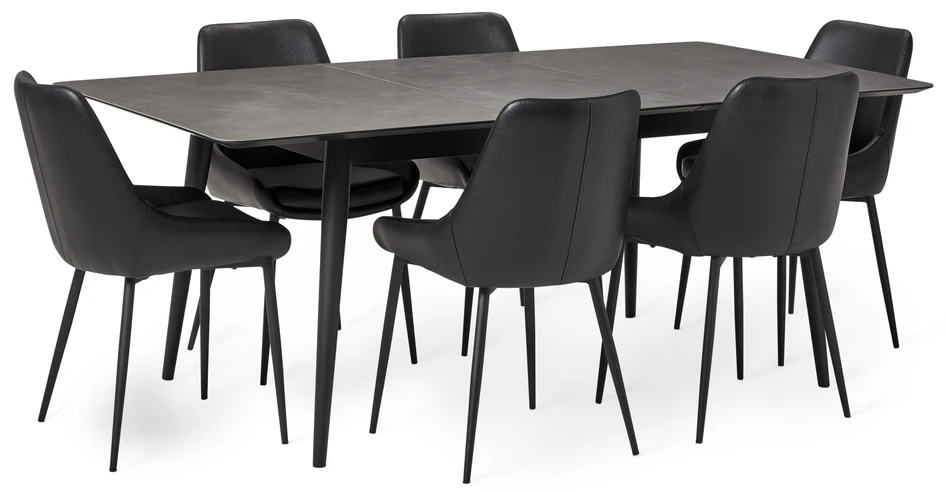 Edge - Matgrupp med 6 stolar Leon - Svart