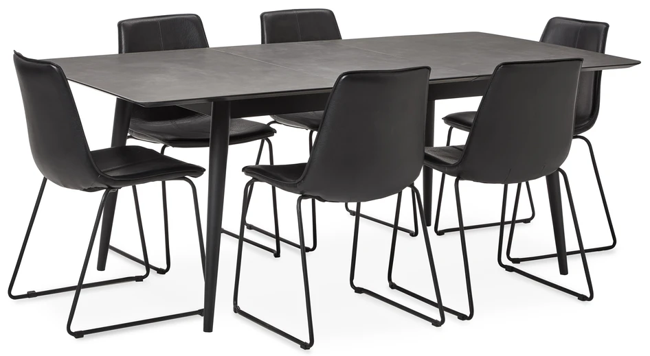 Edge - Matgrupp med 6 stolar Menton - Svart