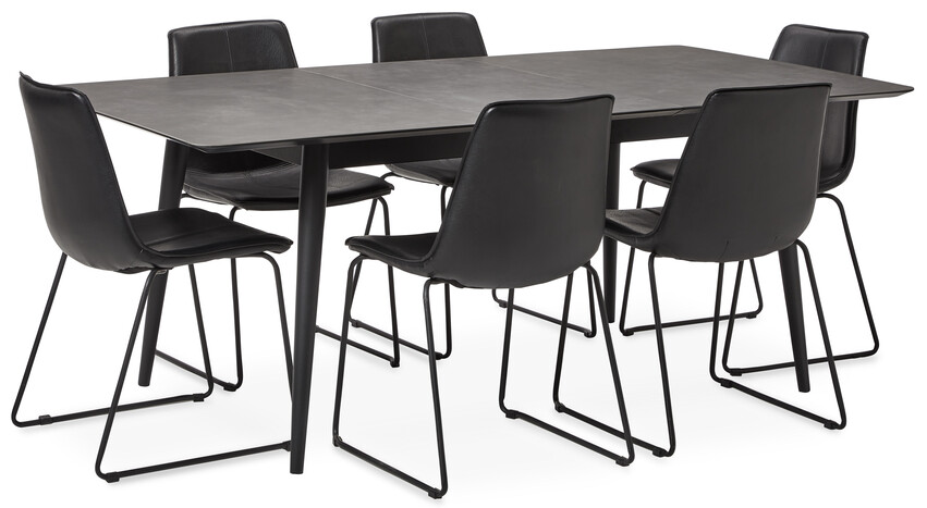 Edge - Matgrupp med 6 stolar Menton - Svart