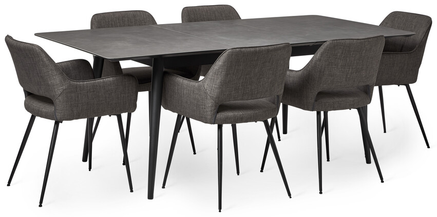 Edge - Matgrupp med 6 karmstolar Gordon - Brun