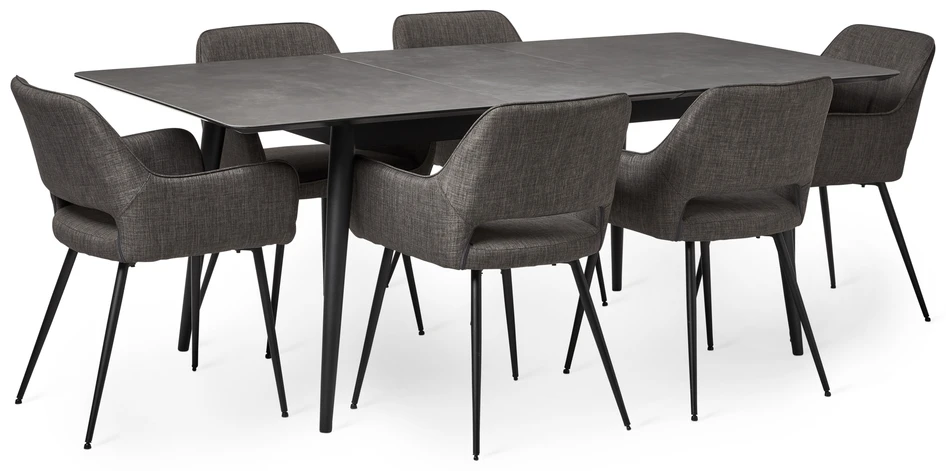 Edge - Matgrupp med 6 karmstolar Gordon - Brun