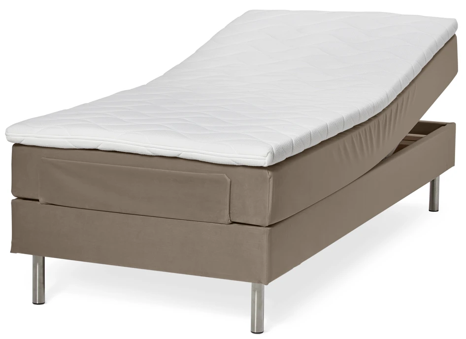 Pisa Grand - Ställbar säng, enkelsäng med bäddmadrass och 18 cm metallben - Brun