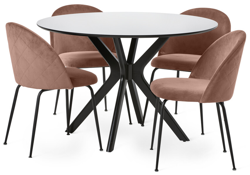 Lucas - Matgrupp med 4 stolar Kiwi - Rosa