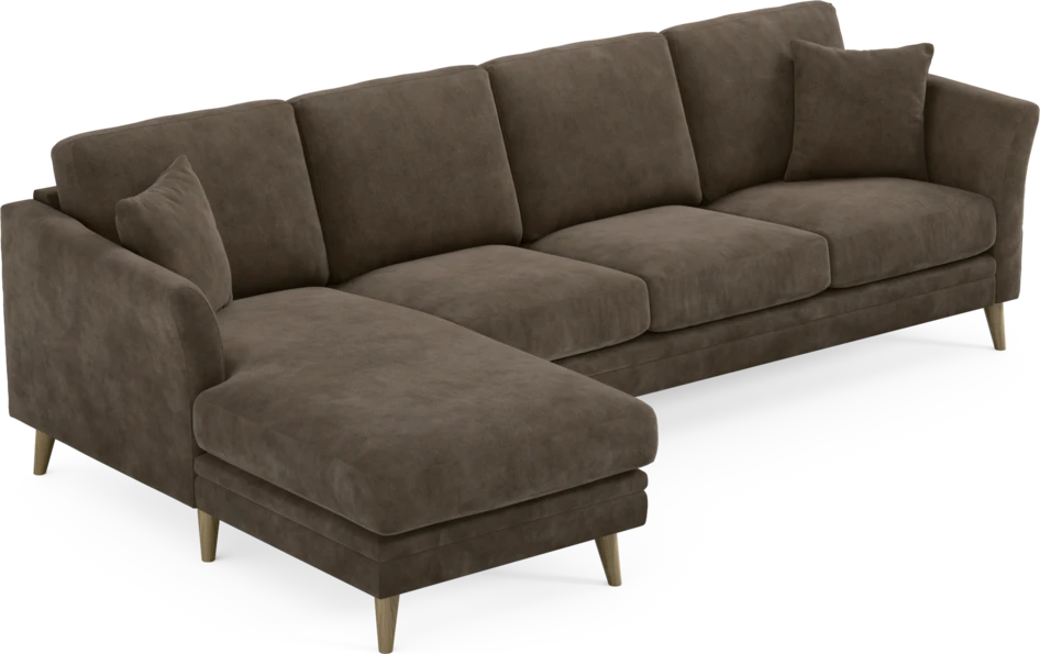 Eden - 3-sits soffa med schäslong - Brun