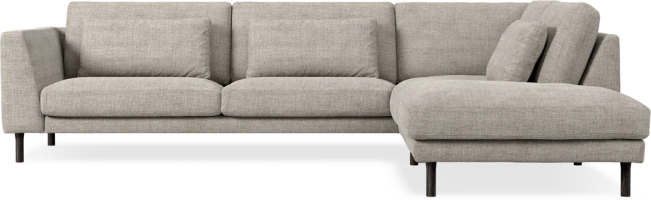 Willow - 3-sits soffa med divan höger, fast klädsel - Grå