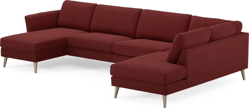 Bridge - 3-sits soffa med schäslong vänster och divan höger - Röd