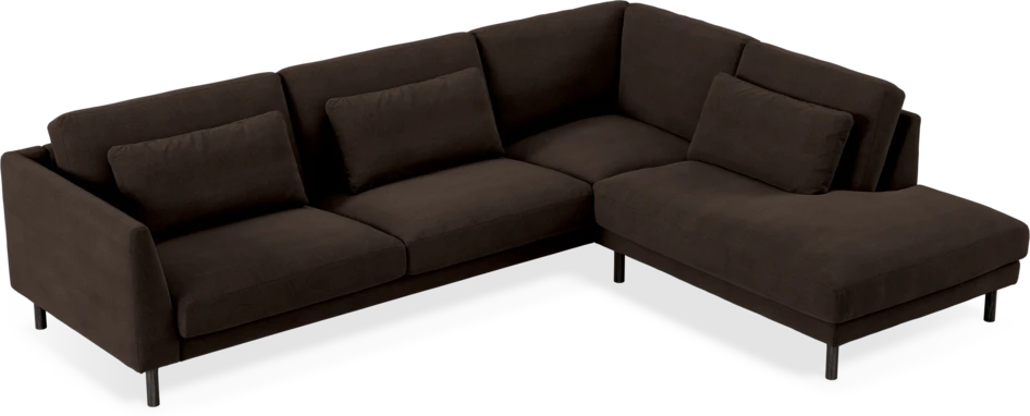 Willow - 3-sits soffa med divan höger, fast klädsel - Brun