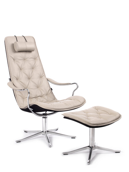 Moore - Fåtölj med fotpall - Beige