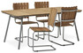 Mölle - Utegrupp med bord och 4 stolar - Brun