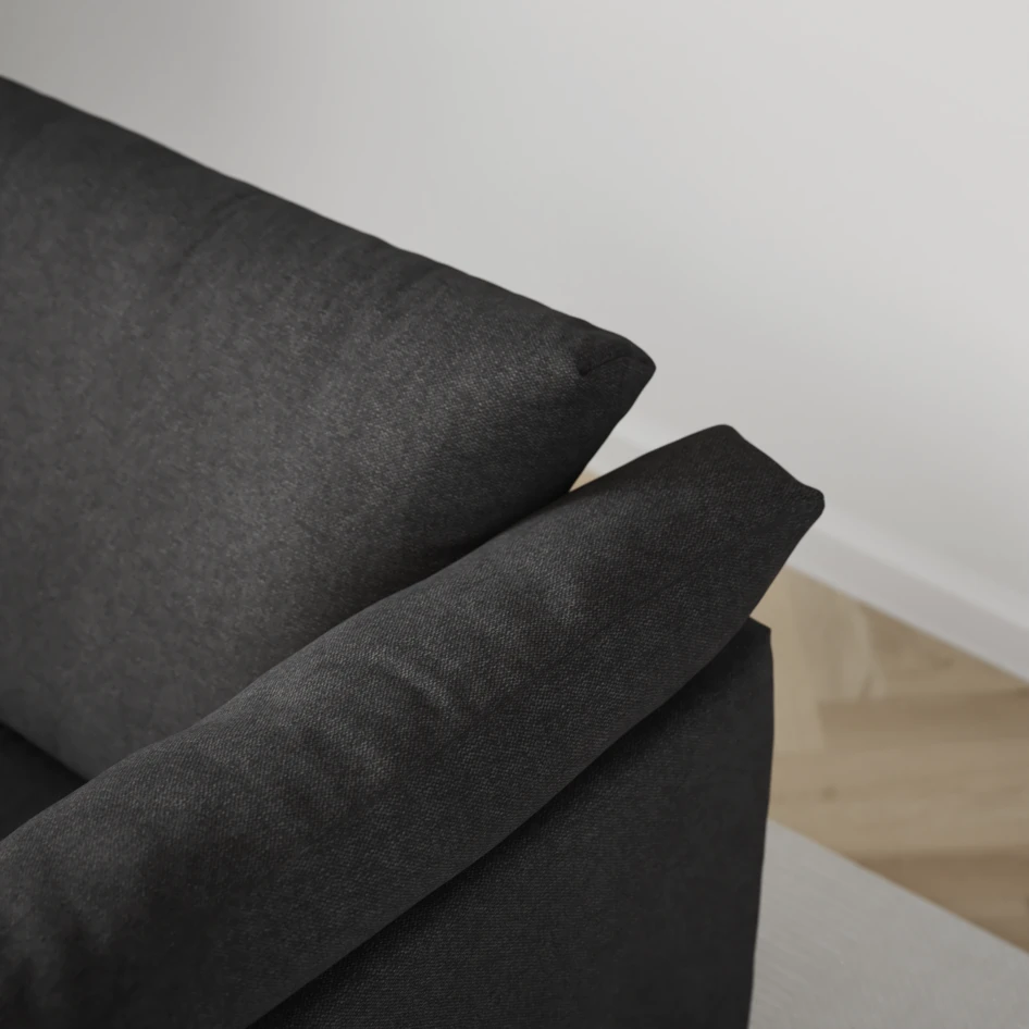 Cherrie - 2,5-sits soffa, hel dyna, fast klädsel - Svart