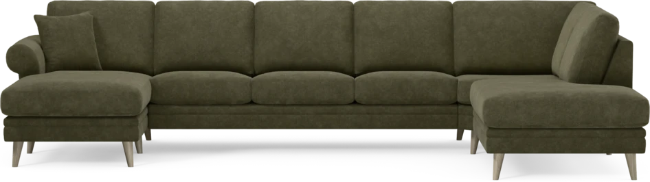 Eden - 3-sits soffa med schäslong vänster och divan höger - Grön