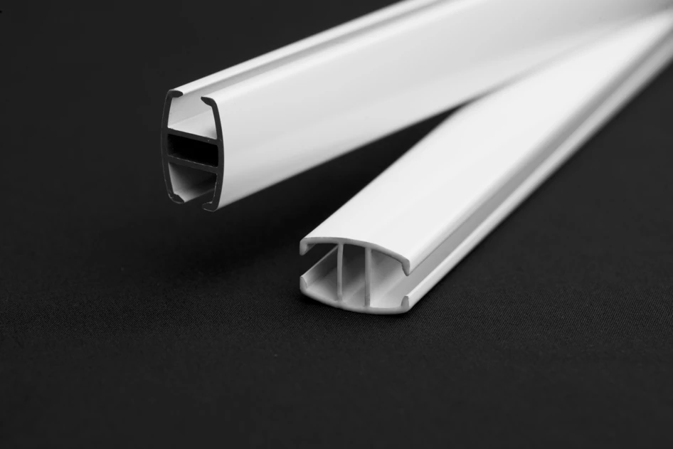 Flexi set - Gardinskena med fäste, glid och fingerkrok, L200 cm - Vit