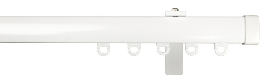 Flexi set - Gardinskena med fäste, glid och fingerkrok, L200 cm - Vit