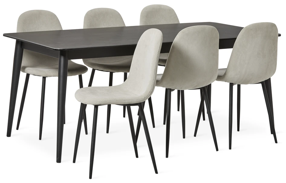 Marvin - Matgrupp med 6 stolar Tracy - Beige