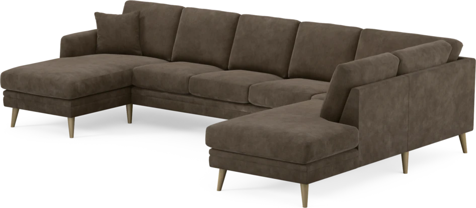Eden - 3-sits soffa med schäslong vänster och divan höger - Brun