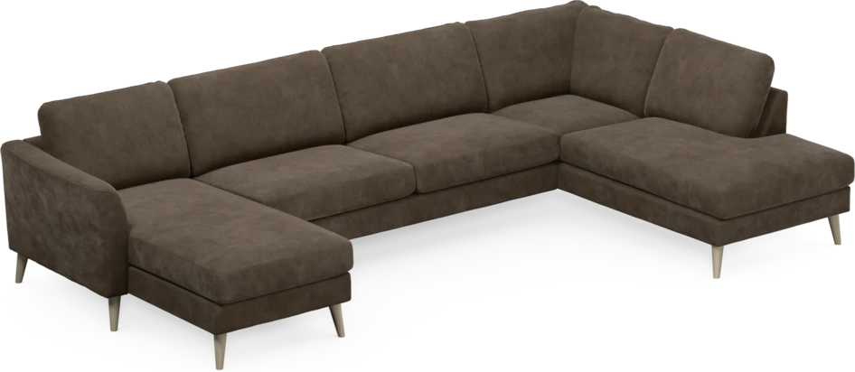 Bridge - 3-sits soffa med schäslong vänster och divan höger - Brun