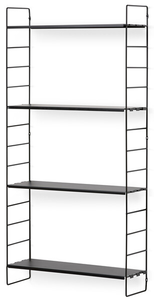 Wera - Vägghylla byggbar med 4 hyllplan, 60x18x121 cm - Svart