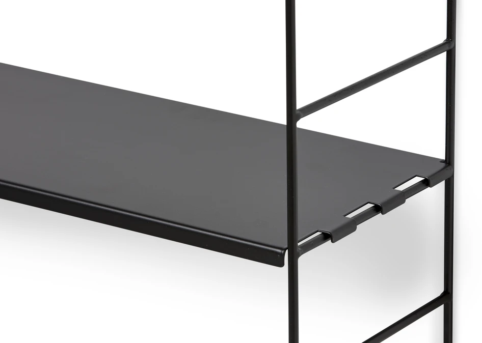 Wera - Vägghylla byggbar med 3 hyllplan, 60x18x69,4 cm - Svart