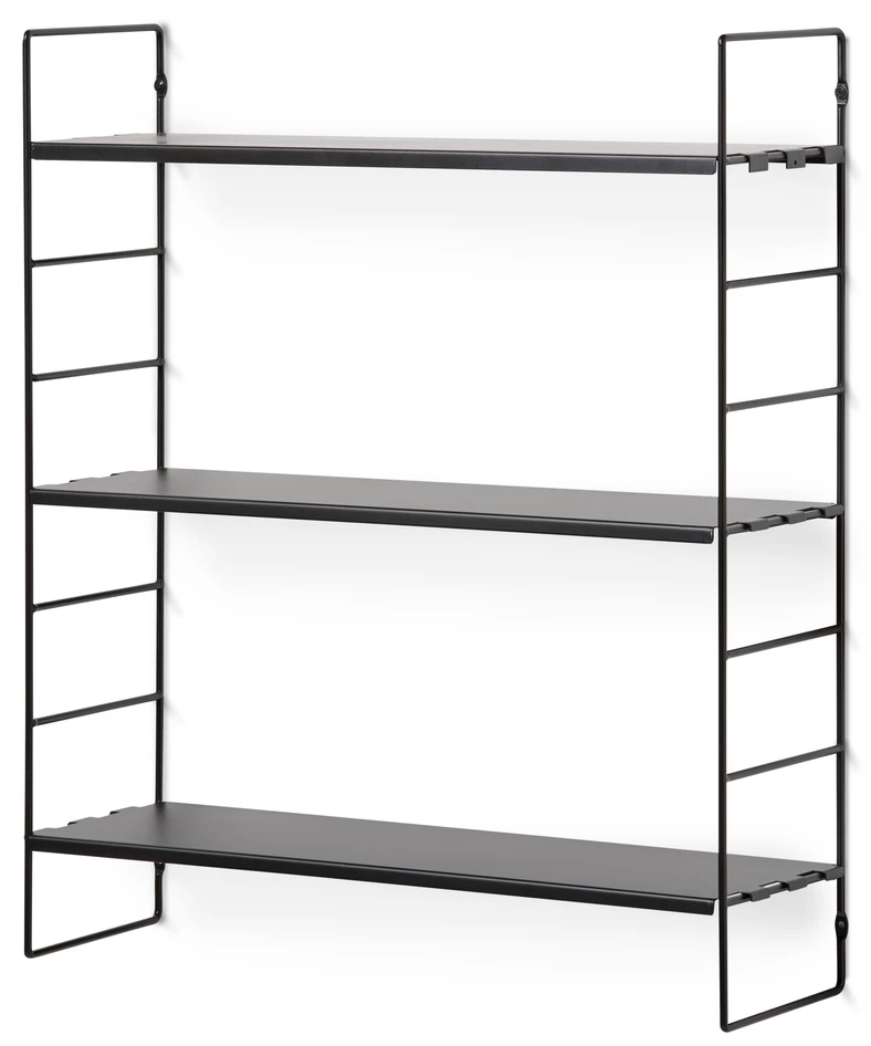 Wera - Vägghylla byggbar med 3 hyllplan, 60x18x69,4 cm - Svart