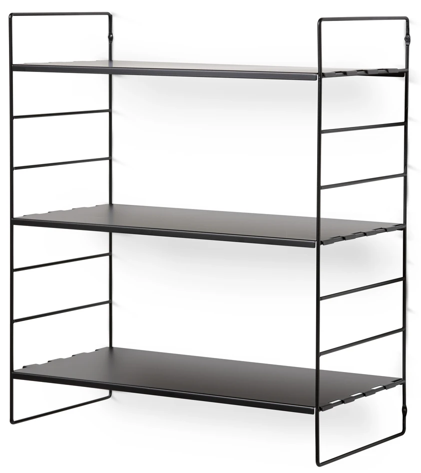 Wera - Vägghylla byggbar med 3 hyllplan, 60x30x69,4 cm - Svart