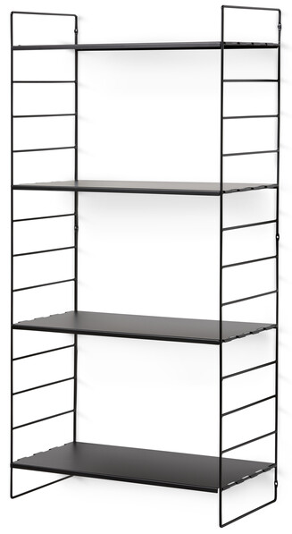 Wera - Vägghylla byggbar med 4 hyllplan, 60x30x121 cm - Svart