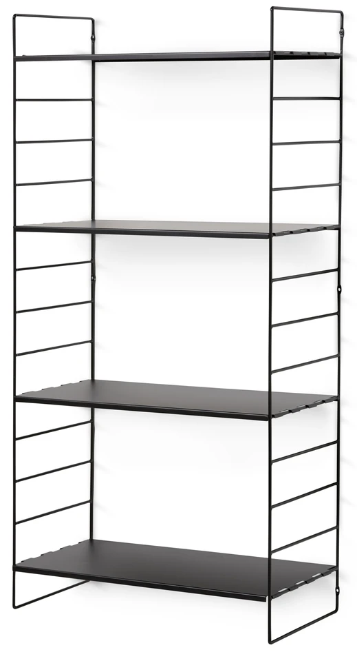 Wera - Vägghylla byggbar med 4 hyllplan, 60x30x121 cm - Svart