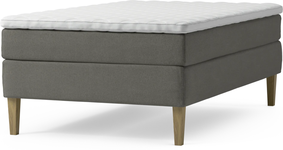Delux Sense - Kontinentalsäng, enkelsäng 120 cm med bäddmadrass och sängben - Grå