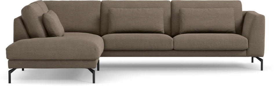 Willow - 3-sits soffa med divan vänster, fast klädsel - Brun