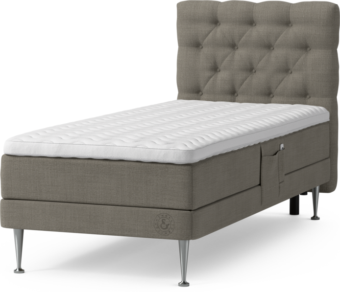 Särö Comfort - Ställbar säng, enkelsäng med bäddmadrass, sängben och Pikerad Låg sänggavel