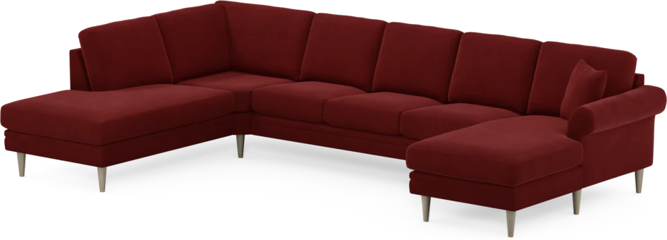 Eden - 3-sits soffa med divan vänster och schäslong höger - Röd