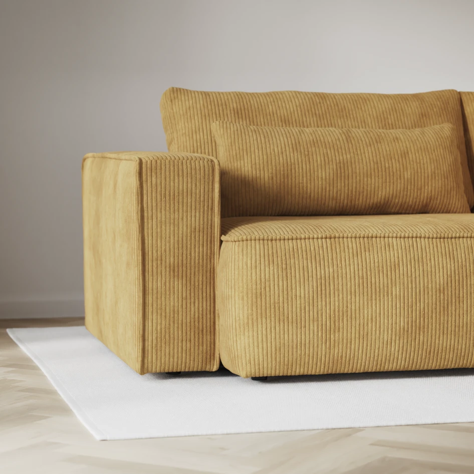 Ide - Bäddsoffa 3-sits med schäslong höger - Gul