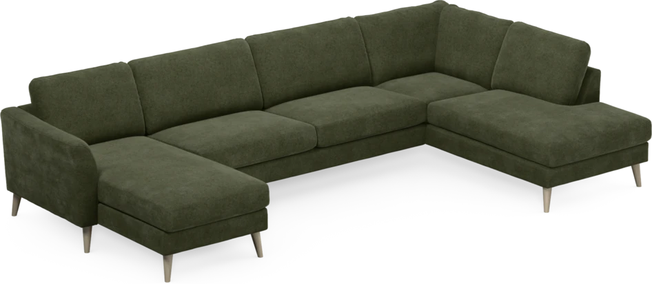 Bridge - 3-sits soffa med schäslong vänster och divan höger - Grön