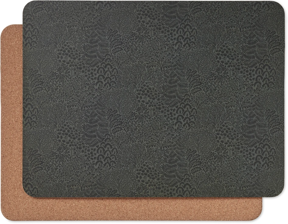 Skog - Tablett i mdf/kork, 30x40 cm, 2-pack - Grön