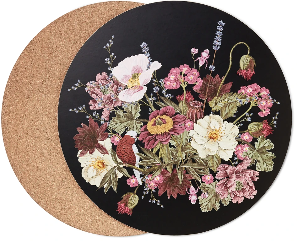 Bouquet - Tablett i kork, 2-pack, Ø 38 cm - Svart